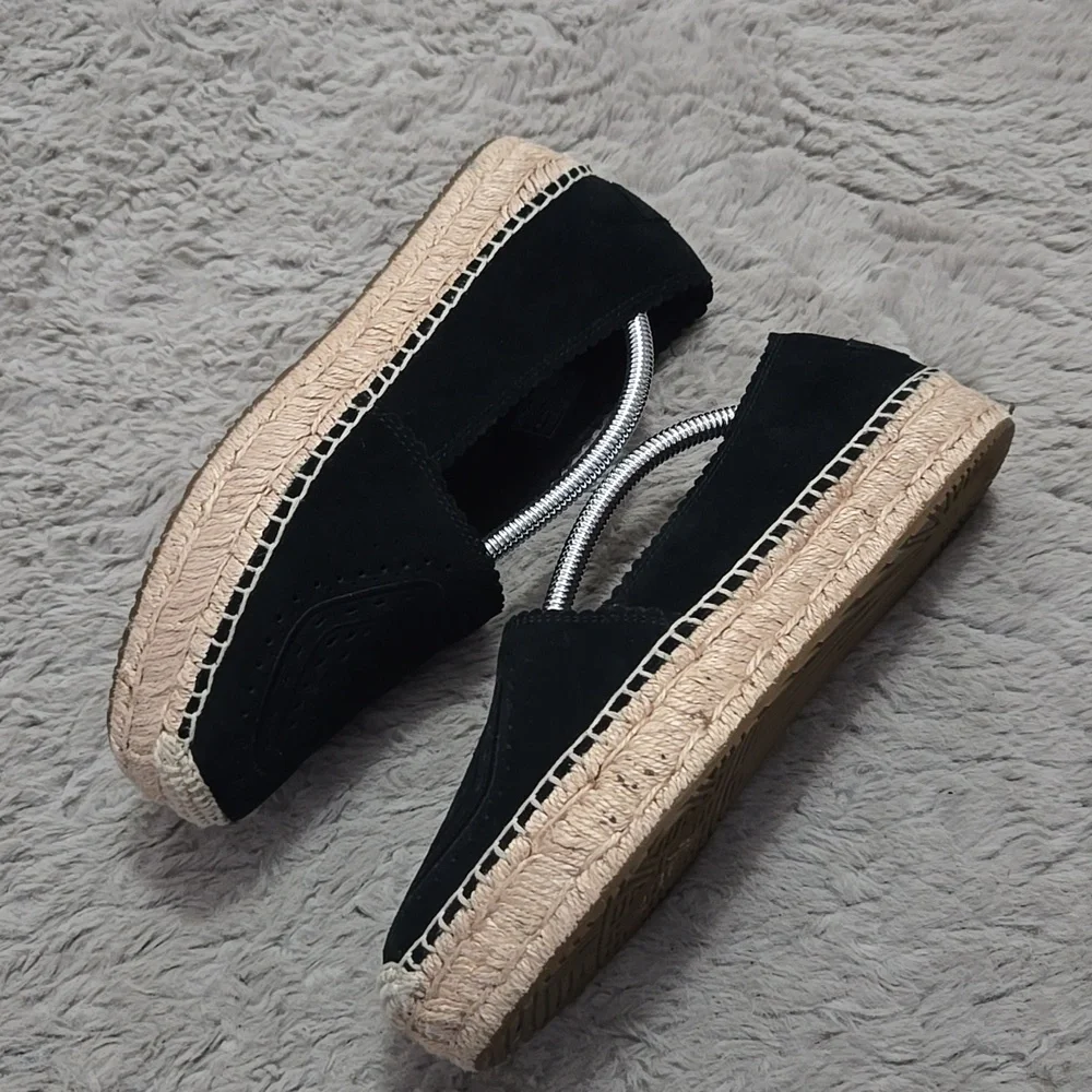 UGG real suede leather black platform espadrilles - size 7.5
